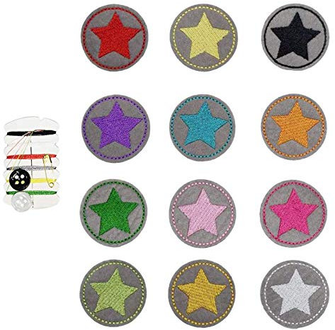 Set di toppe termoadesive per bambini,con 12 stelle a forma di stella,da applicare con ferro da stiro,per bambini,per jeans,vestiti,toppe fai da te da applicare con ferro da stiro