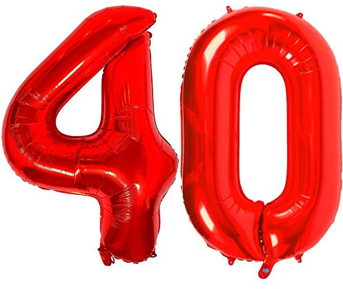 DIWULI Luftballon 40 Geburtstag XXL Rot - Zahl 40 Ballon