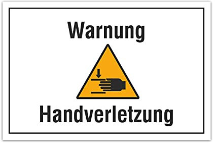 Aluverbund Hinweis Schild 30x20cm Wetterfest Rostfrei Kratzfest UV beständig - Warnung Handverletzung