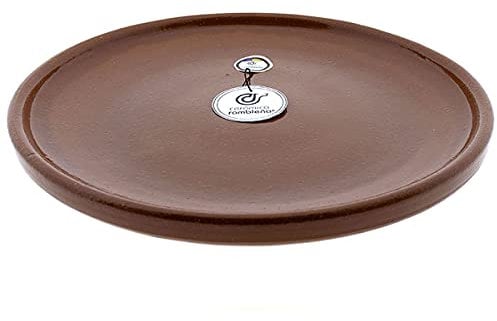 CERÁMICA RAMBLEÑA | Piatto Rotondo Argilla Refrattaria | Piatto Forno | Piatto Carne o Pizza in Terracotta | Piatto a Fuoco Diretto Ø 31 cm Modello M01 | Fatto in Spagna 31x31x3 cm