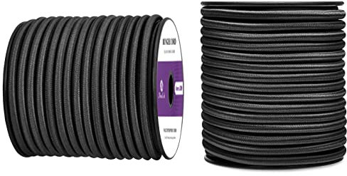 Abma Cord Gummiseil Expanderseil 6mm 20M Gummischnur UV Beständig Planenseil 100% Dehnung Spannseil für Plane, Anhängerplane, Sonnensegel, Zelte, Banner - Schwarz