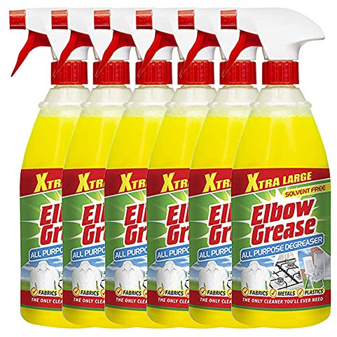 Elbow Grease Degreasers and Cleaners - Suitable for Removing Stains from Glass, Microwave, Kitchenaries, Bathroom, Fabrics, Plastics with Fresh Lemon scented Formula (1 Liter) (Pack of 6)