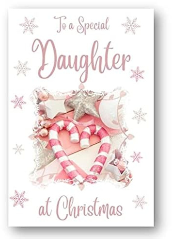 Second Ave Weihnachtskarte für Tochter, rosa Herz, Weihnachten