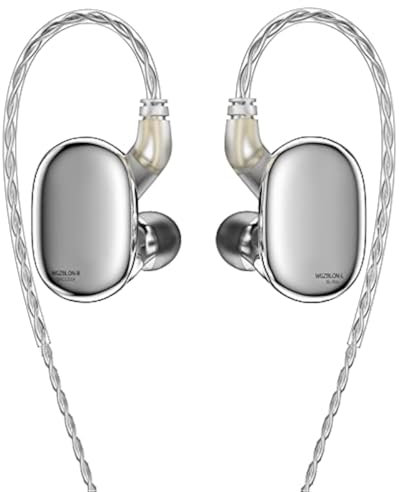Yinyoo HiFi-In-Ear-Monitor, BLON BL-MAX Dual-dynamische Treiber-Kopfhörer, Bass, IEM, kabelgebunden mit Zinklegierung, abnehmbares 2-poliges Kabel für Musiker, Sänger Drums (Silber, kein Mikrofon)