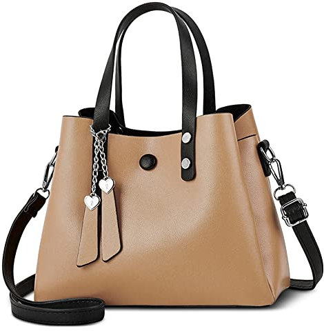 DORRISO Damen Handtasche Mode Ornamente Umhängetasche Abnehmbarem Schulterriemen Reisen Casual Elegantes Top Griff Design Tasche für FrauenKhaki B