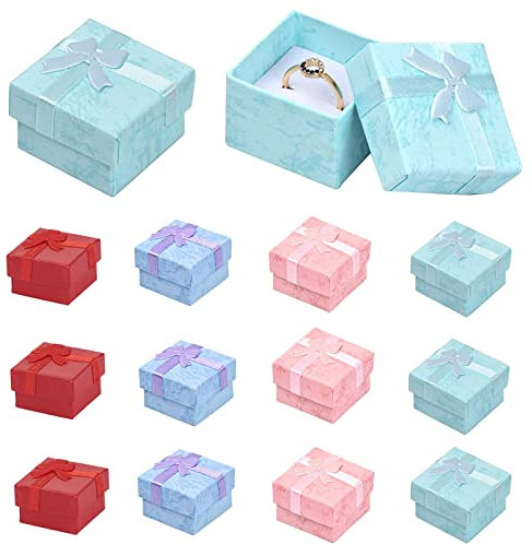 Schmuck-Geschenkbox 12 Stück Geschenkboxen mit Deckel Kleine Schmuck-Geschenkboxen Rechteck Halskette Ring Boxen Ohrring Armband für Hochzeitsgeschenke Geburtstage Weihnachten (4 * 4cm)