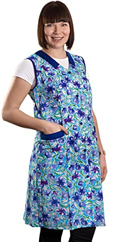 Damenkittel Kittel Schürze Hauskleid ohne Arm Baumwolle bunt, Farbe:Dessin 2, Größe:34