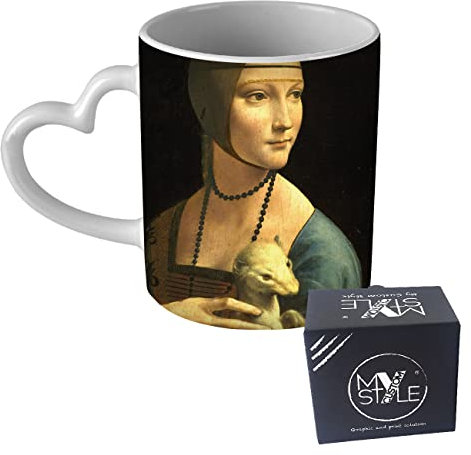 My Custom Style Tazza Cuore Manico Bianco#Arte-Dama Ermellino, Leonardo#325ml