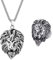 JKJF Löwenkopf Halskette Ringe Set Löwenkopf Anhänger Halskette Hip Hop Kette Halsband für Männer Frauen Mottoparty Karneval Party Cosplay Zubehör - Silber