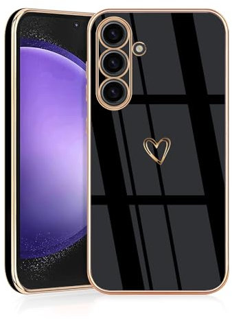 JRIANY for Samsung Galaxy A54 5G Case, Protective Flexible Silicone Case with Cute Design Love Heart Pattern Shockproof Bumper Cover Compatible with Samsung A54 - Black