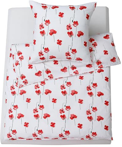 HENGWEI Warm Bettwäsche 135x200 2teilig Set Oeko-TEX Zertifiziert, Extraweiches Bettwäsche-Sets für Einzelbett Hochwertiges Microfaser Bettbezug mit Kissenbezug 80x80cm, Kleine Rote Blume