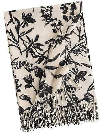 LumiSyne Winter Schal Kaschmir Schal Für Damen Tusche Blumen Muster Frauen Pashmina Schals Mit Quasten Lange Halstuch Weiche Warmer Schultertuch Stola