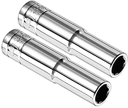 Kozelo 2pcs 6 Point Deep Socket - [1/4 Inch x 7mm] Square Drive for Car Mechanical Equipment Repair Use, CR-V Steel Metric Sizes