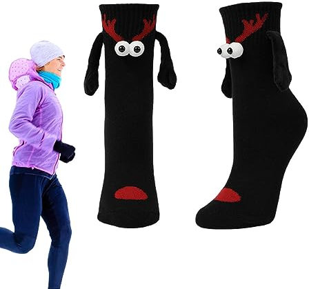 Socken halten sich an den Händen | 3D Freundschaft Socken - Atmungsaktive magnetische Handhaltesocken, lustige Weihnachtssocken für Paare, Freunde, Geschenksocken Teksome