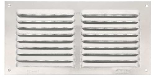 Lüftungsgitter mit Netz Silber eloxiert F1 Insektenschutzgitter Stegblech Heizungsdeckel Insektenschutz Abluftgitter Lüftung aus Aluminium in diversen Größen (100mm x 200mm)