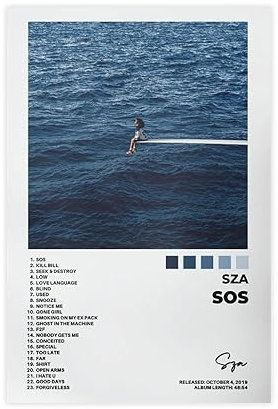 SZA Poster Album Cover Poster 3 Leinwand Poster Schlafzimmer Dekor Sport Landschaft Büro Zimmer Dekor Geschenk ungerahmt 30 x 45 cm