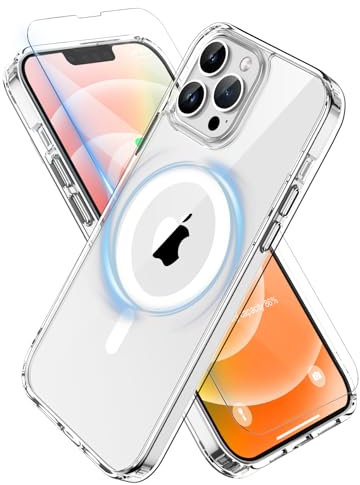 ORETECH Magnetisch für iPhone 12 Pro Max Hülle: Kompatibel mit Mag-Safe, mit 2X Displayschutzfolie Handyhülle iPhone 12 Pro Max Stoßfest Schutzhülle Transparent Hülle iPhone 12 Pro Max Durchsichtig