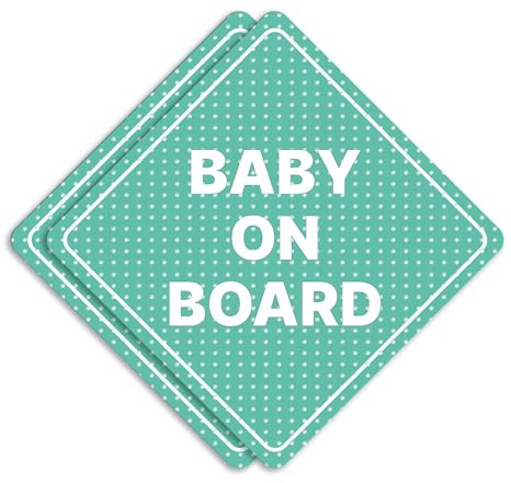 GEEKBEAR Baby an Bord Auto-Schild - Aufkleber oder Magnet & Farboptionen, wetterbeständig - Rautenform 17,4 cm x 17,4 cm (Mint, See-Through Sticker)