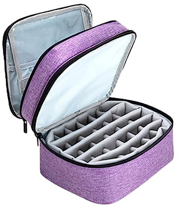Healeved Nail Polish Storage Bag Travel Case Organizer Handle Portable Essential Oil Storage Case Compartments Double Layer for Women Mom Daughter Wife