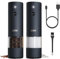 GOV Elektrische Pfeffer- und Salzmühle Set - 45 ml Schwarz Edition - USB-C Wiederaufladbar - 6 einstellbare Mahlgrößen - Stilvolles Schwarz Edelstahldesign mit LED-Lampe