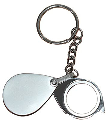 Juwelierlupe aus Vollmetall, kleine Taschenlupe, Schmuck mit Schlüsselanhänger, 2,5 cm Linse, Lupe zum Lesen von Schlüsselanhängern, 20 Stück