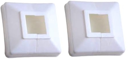 2 Stck Geländerpfosten Abdeckung, Treppengeländer-Basis-Schutzschale, Kunststoffschale Bodenflansch für verschiedene Treppengeländer von 3cm x 3cm Vierkantrohr (Weiß)