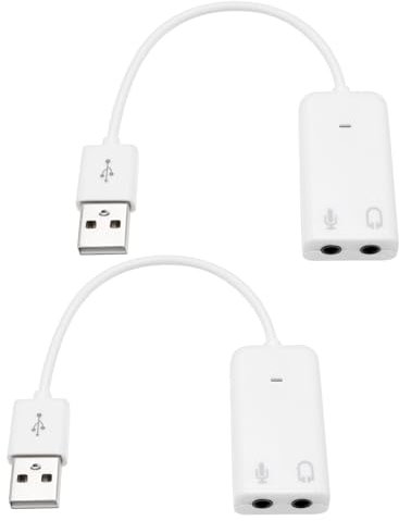 EMSea Adaptateur de Carte Son USB 2 Pièces Adaptateur Audio Externe 7.1 Canaux Convertisseur de Carte Son Stéréo Prise Microphone AUX 3,5 Mm Compatible avec Raspberry Pi