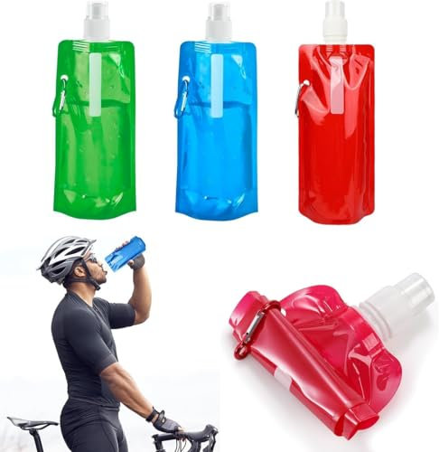 PLABBDPL 3PCS Gourde Souple Pour Sac D'hydratation De Course, Idéal pour Le Running, Vélo, Randonnée,Bouteille D'eau Pliable pour Utilisation en Extérieur,Flasque souple pour l'hydratation