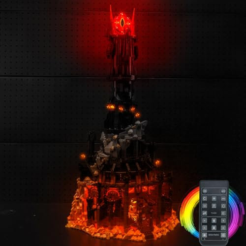 BrickBling Fernbedienung Licht-Kit für Lego The Lord of The Rings: Barad-dûr 10333 (Nicht Lego), Led Beleuchtungs Set für Lego The Lord of The Rings: Barad-dûr Kreative Spielzeug