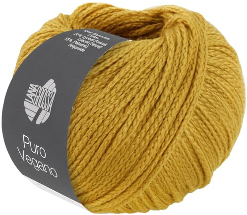 LANA GROSSA Puro Vegano | Kettgarnkonstruktion ohne tierische Fasern | Handstrickgarn aus 65% Baumwolle, 20% Lyocell (Tencel) & 15% Polyamid | 50g Wolle zum Stricken & Häkeln | 90m Garn FB 31