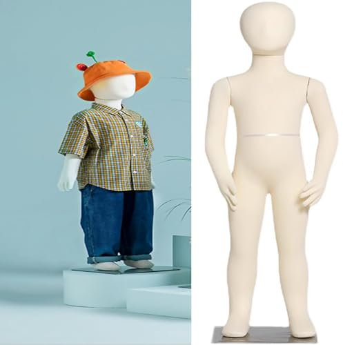 schaufensterpuppe Ganzkörper-Schaufensterpuppe für Kinder der Größe 1–12, realistische, flexible Ganzkörper-Schaufensterpuppe mit Kopf und Armen, Kleiderpuppe mit Metallsockel, Kindertorso-Schaufenste