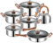 Ensemble De Casseroles Et Poêles Tous Feux Batterie De Cuisine En Acier Inoxydable Induction - 12 Pièces Avec Couvercles En Verre Lot Casserole Et Poele Sans PFOA Lavable Au Lave-vaisselle