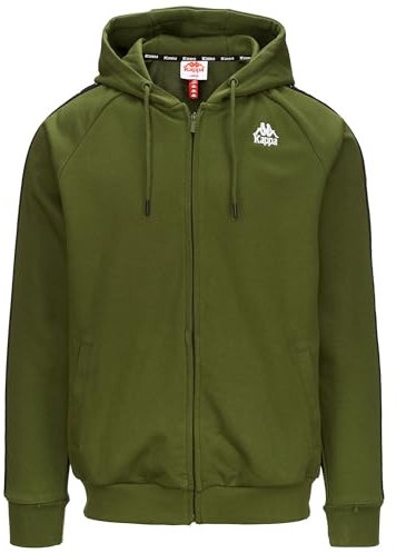 Kappa - Felpa con Zip, Uomo, Verde, Cotone, SPORT STREET, 222 BANDA ZAMIN 2, Taglia: S