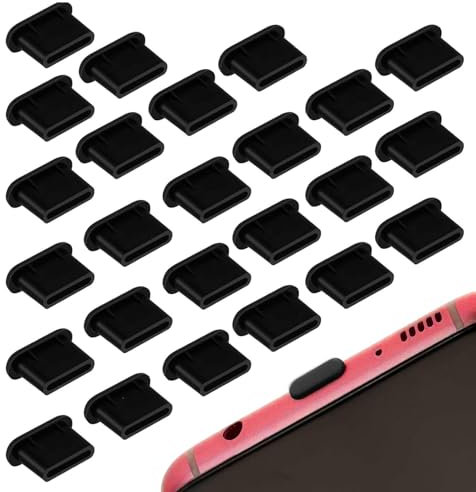 25Pcs Phone Dust Plug, Silicone Type-C Phone Charging Port Cover USB C Dust Protectors Stopper compatible with most type-C Mobile Phones & Tablet