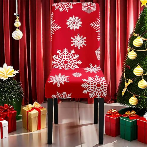 Chickwin Stuhlhussen Weihnachten 1 2 4 6 8er Set, Weihnachtsstuhl Überzug Xmas Stuhlhussen Stretch Stuhl Husse Stuhlbezug Elastisch Stuhlbezüge Stuhlhusse (8 Stücke,Frohes neues Jahr H)
