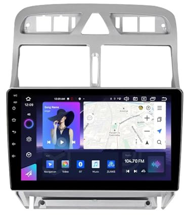 HCDZF Nf 2,Android Radio de Coche 2 DIN para Peugeot 307 SW 2002-2013 con GPS Navi WiFi Pantalla Táctil Radio Coche Soporte Control del Volante FM Carplay Pantalla Dividida +Cámara Trasera