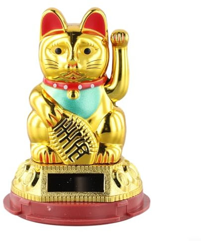 Niedliche umweltbewusste Glückskatze Ornament mit Bewegungsfunktion, perfekt für verschiedene Umgebungen (weiß)