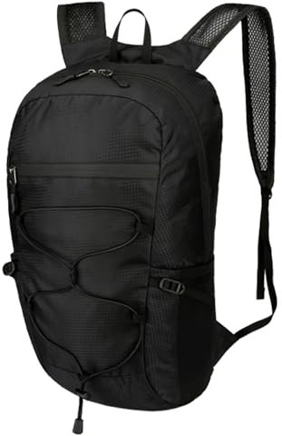 TRIWONDER 15L Wanderrucksack, Faltbarer Reiserucksack, Rucksack Herren Damen Ultraleicht und Atmungsaktiv Daypack Trekkingrucksack für Camping Outdoor Wandern (Schwarz, 15L)