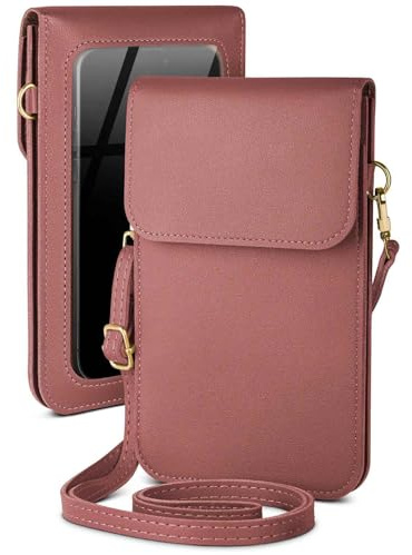 moex Handytasche zum Umhängen für Samsung Galaxy A36 5G kleine Handtasche mit Handyfach und Sichtfenster, 2 extra Fächer Mini PU Leder Handy Umhängetasche Damen CitySling, Rosa