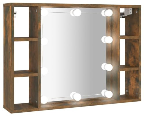 Genérico Wenjingqi 820445 Spiegelschrank mit LED, rauchfarben, 76 x 15 x 55 cm, Braun