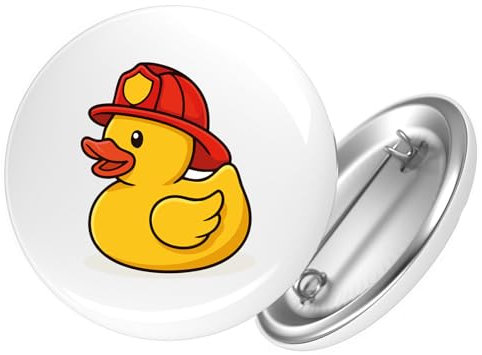 Huuraa Button Quietscheente Feuerwehr Comic Gummiente Geschenk Größe 25mm Quietscheente Feuerwehr Geschenkidee