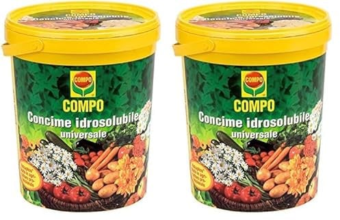 COMPO Concime Idrosolubile Universale, Per Piante dell'Orto, del Giardino, da Balcone e per Tappeti Erbosi, Con cucchiaio dosatore, 1,2 kg (Confezione da 2)