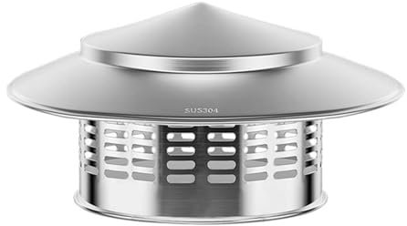 LUOZIQINX Canna Fumaria in Acciaio Inox, Comignolo Antivento Antipioggia, Cappello per Ventilazione Camino, per Camini, Stufa,20cm