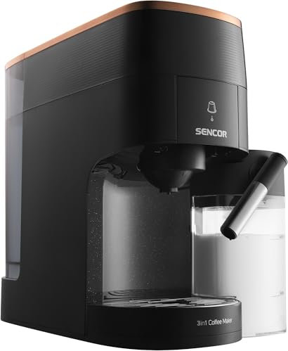 SENCOR Cafetera Multicápsulas 3 en 1, Compatible con Nespresso y Dolce Gusto, 19 Bares, 1450W, Pantalla LED, Negro