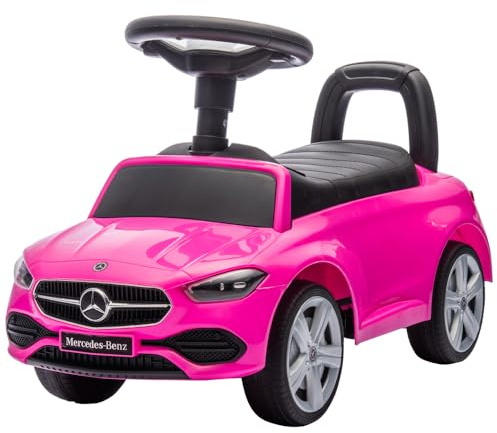 Bandits & Angels Rutschauto Mercedes-Benz C-Klasse ab 1 Jahr für Jungen und Mädchen – mit Hupe und Stauraum – Rutschauto für Kinder (Rosa)