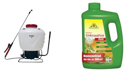 Spear & Jackson Drucksprüher im Rucksackstil 15l+Neudorff Finalsan UnkrautFrei Plus Konzentrat, kraftvoller Unkrautvernichter der bis in die Wurzel wirkt. Schnell wirkender Unkraut Entferner 1x 2l