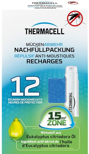 Thermacell Mückenabwehr Nachfüllpackung – 12 Stunden Mückenschutz | 3 Wirkstoffplättchen & 1 Gaskartusche – Nachfüllpack für Thermacell Geräte