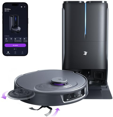 3i P10 Ultra Saugroboter mit Wischfunktion, ausfahrbares Pad für Ecken/Kanten, 18.000 Pa Sauger, autom. Waschen und Trocknen mit heißem Wasser, selbstentleerend und -auffüllend, KI-Hindernisvermeidung