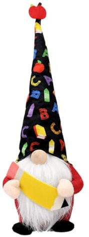 WHAMVOX Zurück zur Schule Plüsch Gnomenpuppe mit Beschwerter Unterseite Handgefertigte Kuschelfigur Tisch und Wohnraumdekoration Geschenk zum Schulbeginn