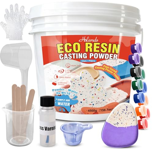 Polvere di Ceramica Bianca 4500g, polvere per colata resina ecologica, gesso attivato acqua, rapida polimerizzazione facile da miscelare autolivellante, per fai da te, arte domestica e stampi